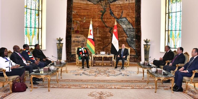 الرئيس السيسي يستقبل رئيس زيمبابوي بقصر الاتحادية