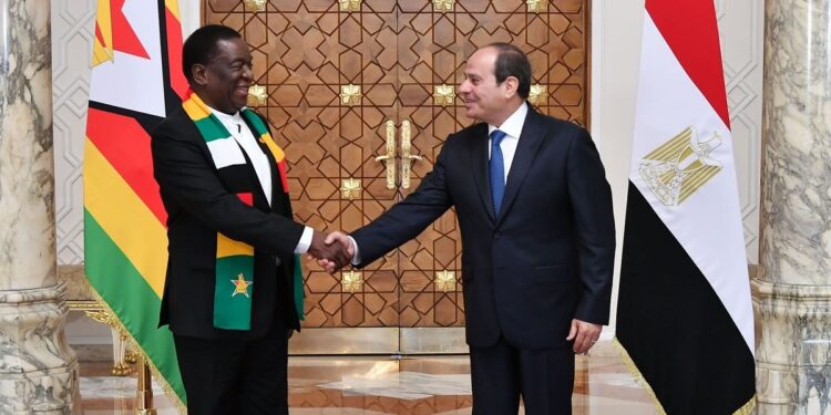 الرئيس السيسي يستقبل رئيس زيمبابوي بقصر الاتحادية