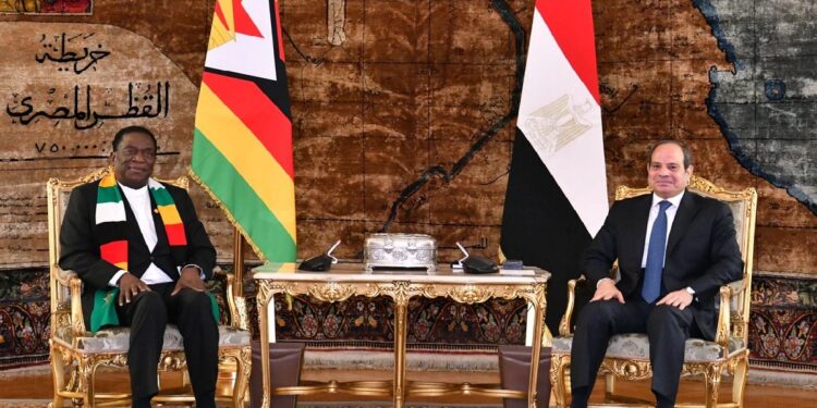 الرئيس السيسي يستقبل رئيس زيمبابوي بقصر الاتحادية