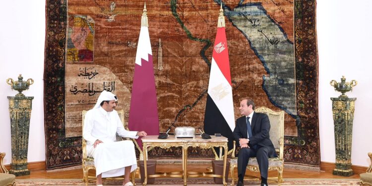 تفاصيل جلسة المباحثات الثنائية بين الرئيس السيسي وأمير قطر