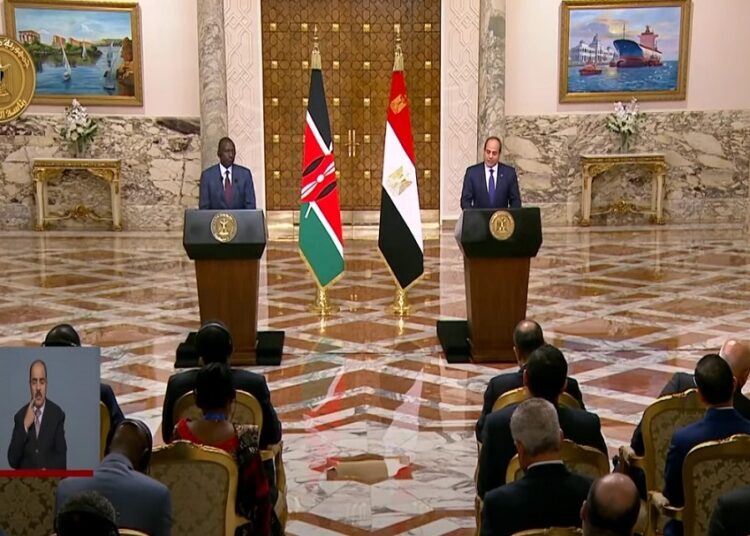 خلال مؤتمر صحفي مع الرئيس الكيني ويليام روتو  السيسي: تهجير الفلسطينيين خطر على الأمن القومي لمصر والمنطقة